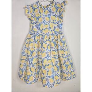 Isaac Mizrahi Girls Blue And Yellow Floral, Lined, Sleeveless Dress. Size 8